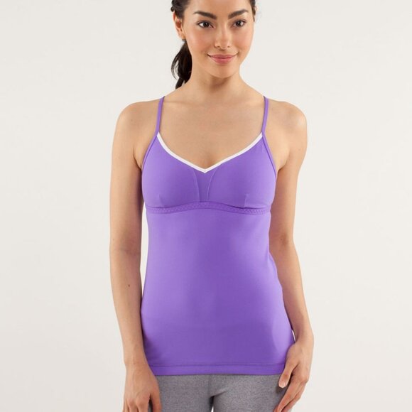 Lululemon Live Lightly Athletic Yoga Tank Power Purple / White - Picture 1 of 15